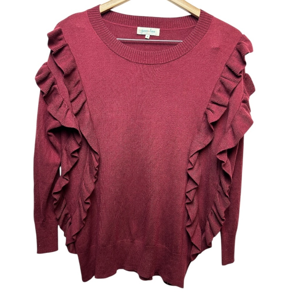 Grace&Lace Ruffle Sweater sz M
